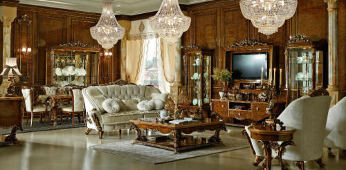 Living room with luxury, classic Italian furniture pieces