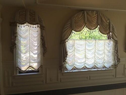 matching scalloped window treatments by Nino Madia