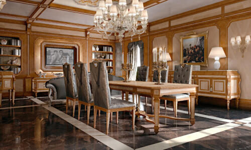 Palazzo dining room set, sold by Nino Madia, classic luxury Italian furniture store in North Bergen, NJ