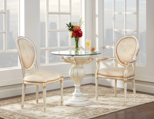 Pearl White Entry Table and Chairs
